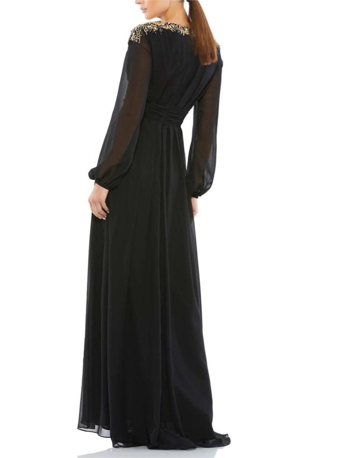 A-Line Mother of the Bride Dress Wedding Guest Elegant Vintage V Neck Knee Length Stretch Chiffon Long Sleeve with Crystals Beading