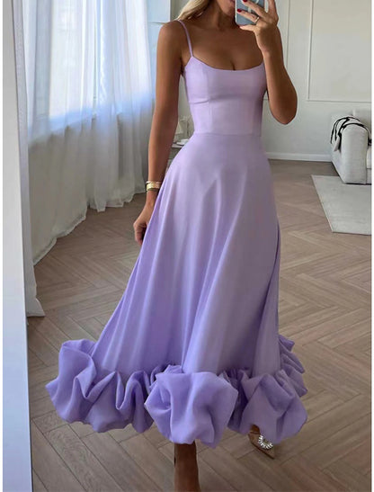 Women's Prom Dress Party Dress Swing Dress Long Dress Maxi Dress Black White Blue Sleeveless Pure Color Ruched Summer Spring Autumn Spaghetti Strap Party Evening Party Wedding Guest Summer Dress