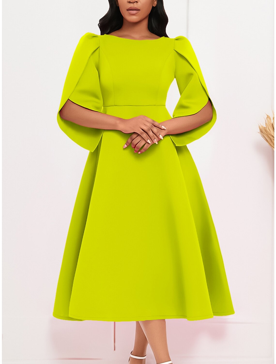 Women's Prom Dress Party Dress Sheath Dress Midi Dress Royal Blue Purple Green Half Sleeve Pure Color Ruched Fall Winter Autumn Crew Neck Fashion Evening Party Vacation