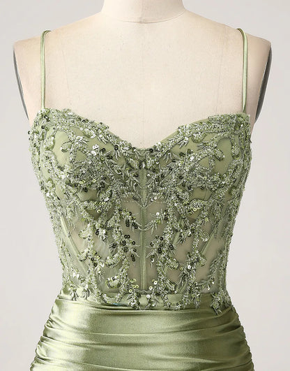 QIAIWAN Dress Gorgeous Mermaid Tight Patchwork Sleeveless Ball Dress