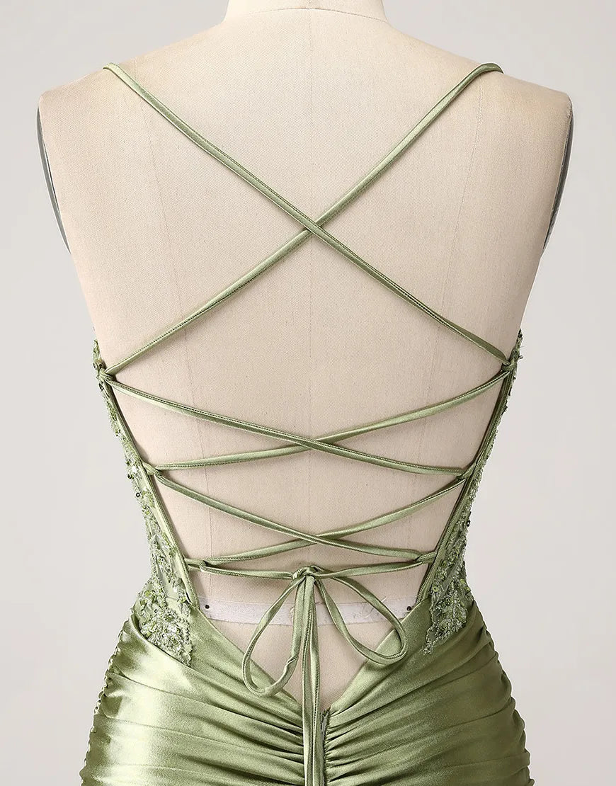 QIAIWAN Dress Gorgeous Mermaid Tight Patchwork Sleeveless Ball Dress