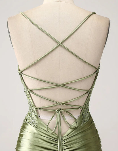 QIAIWAN Dress Gorgeous Mermaid Tight Patchwork Sleeveless Ball Dress