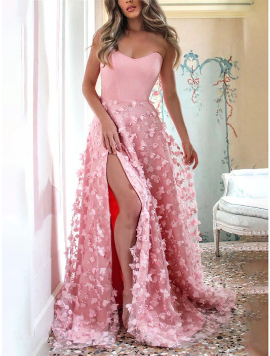 Women's Black Dress Prom Dress Party Dress Long Dress Maxi Dress Black Pink Red Sleeveless Pure Color Drawstring Fall Winter Autumn Strapless Red Valentines Dress Winter Dress Valentine's Day Wedding